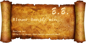 Bleuer Benjámin névjegykártya